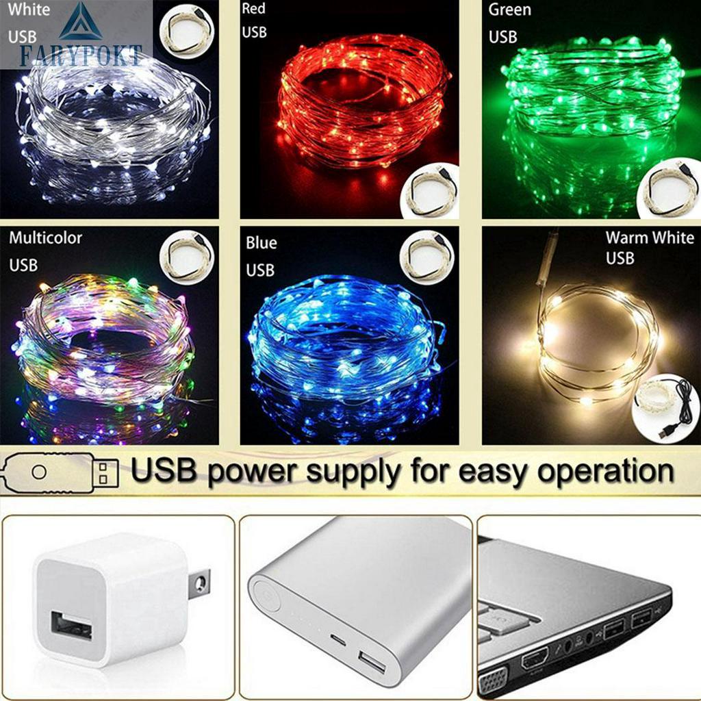 Dây đèn LED chống thấm nước màu sắc ấm áp USB tiện dụng trang trí tiệc