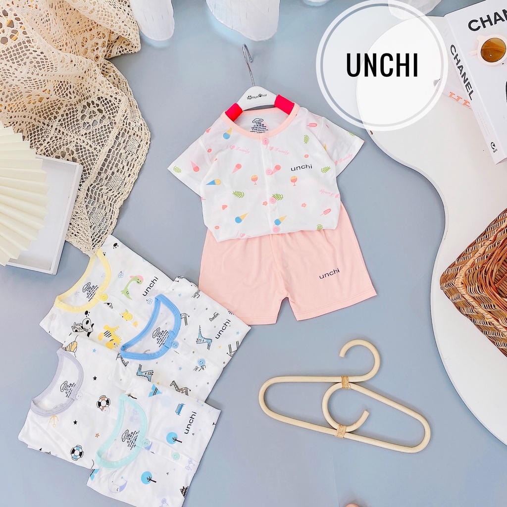 Bộ Cộc Tay Cúc Giữa Unchi peptit Hoạ Tiết Quần Màu Cho Bé Trai Bé Gái - Umee kids
