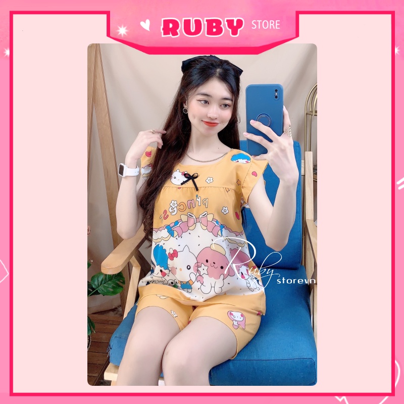 Đồ bộ nữ mặc nhà Hoạt Hình Free Size họa tiết dễ thương, chất kate mềm mịn mát ❤ Rubystorevn