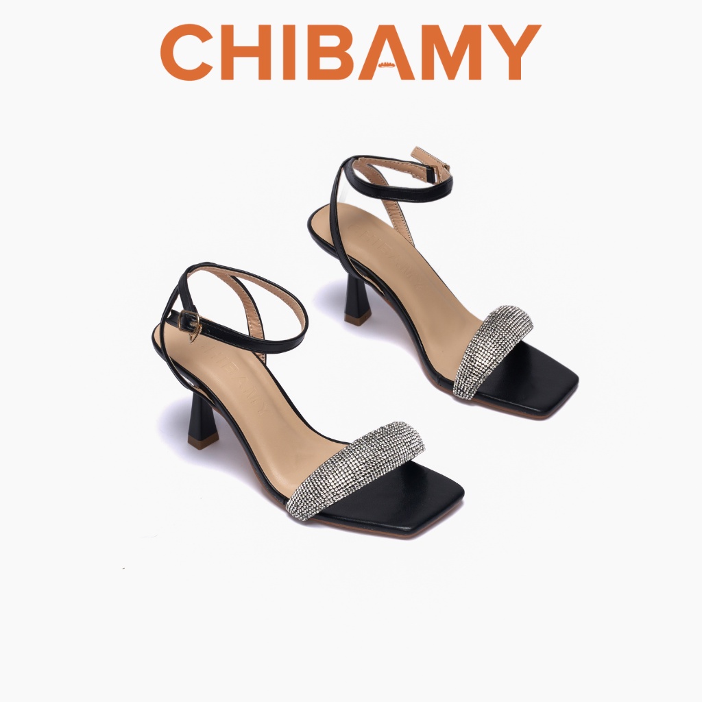 Sandal cao gót nữ quai đá cầu vồng gót nhọn 7cm