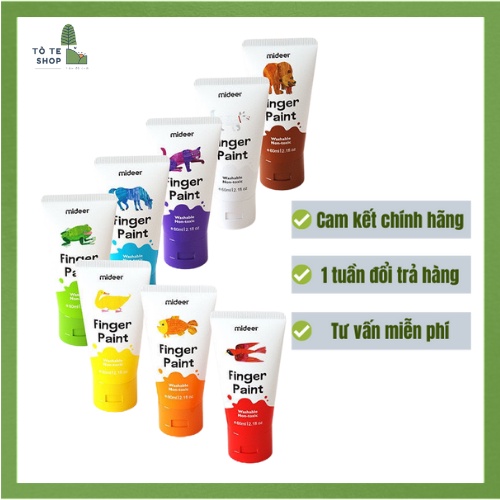 Hộp màu vẽ tay Finger Paint Mideer 8 tuyp 60ml, màu vẽ tay làm tư hữu cơ, an toàn cho trẻ, MD4110