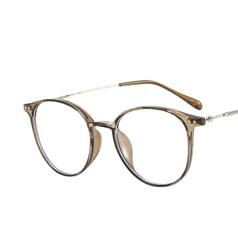 Mắt kính gọng oval bằng kim loại chống ánh sáng xanh phong cách