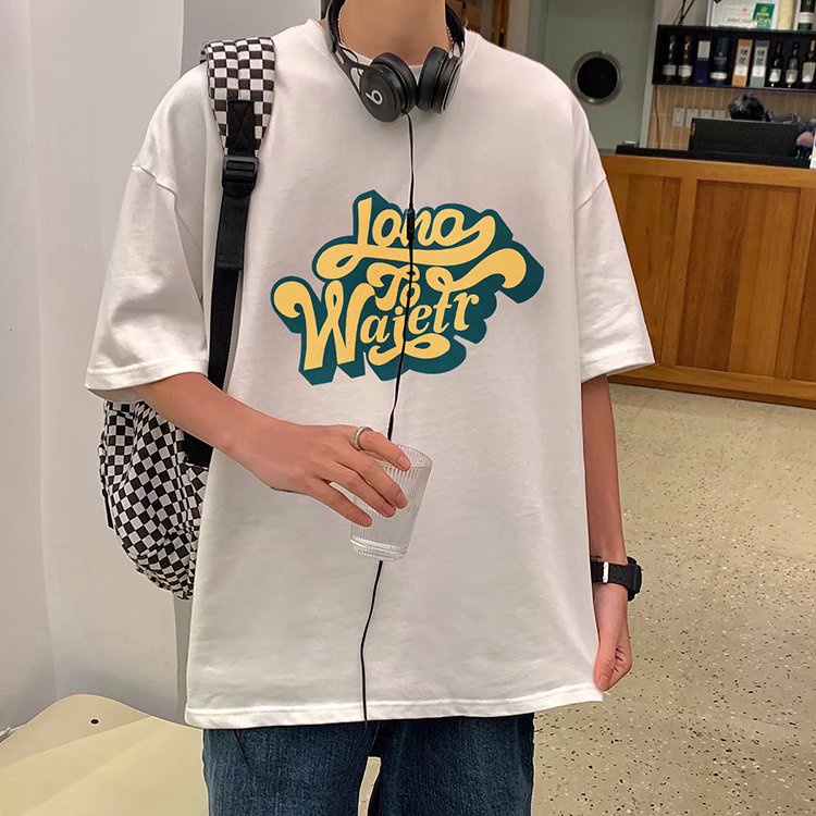 Áo Thun Tay Ngắn Dáng Rộng In Chữ Phong Cách Hip Hop Đường Phố Hàn Quốc Thời Trang Mùa Hè Cho Nam Và Nữ M-8XL
