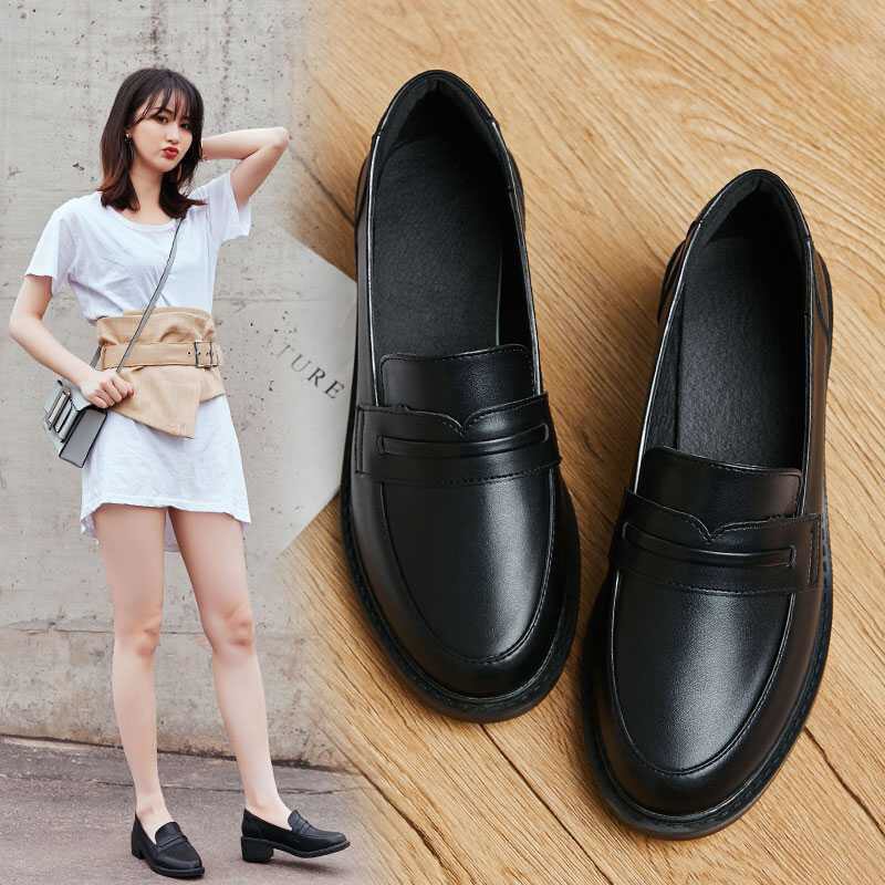 Giày lười mũi tròn gót 3cm phong cách Hàn Quốc cực hót