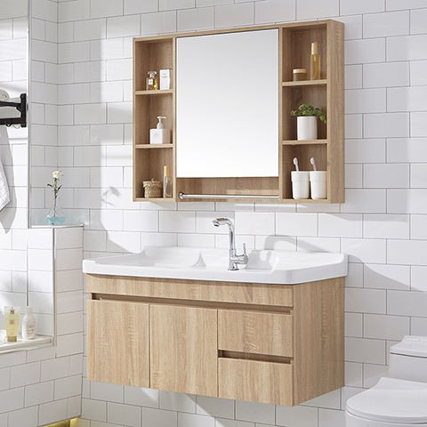 Tủ phòng tắm kiểu Bắc Âu kết hợp hiện đại đơn giản, chậu rửa bằng gỗ nguyên khối nhà vệ sinh trang điểm | BigBuy360 - bigbuy360.vn