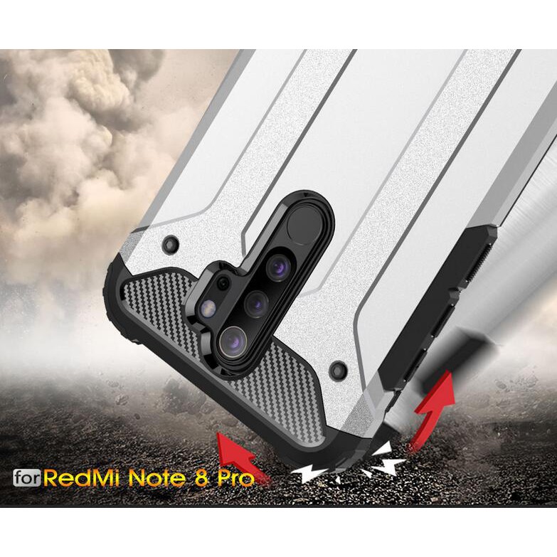 Ốp điện thoại 2 lớp PC cứng + TPU mềm mặt nhám cho Xiaomi Redmi Note 8 Pro