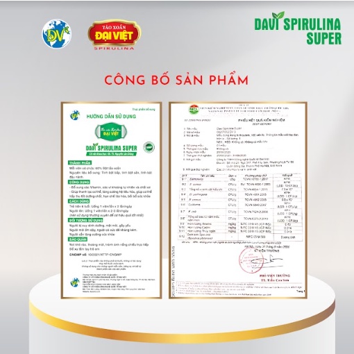 Tảo xoắn Đại Việt Davi Super Viên uống Spirulina cao cấp Giúp bổ sung Vitamin và khoáng chất DV1.1/DV2.1