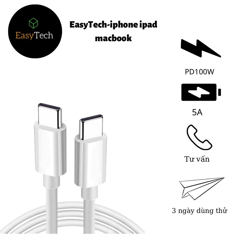 dây cáp sạc macbook PD 100w type C, type C to c, type C ra C, dây sạc type C