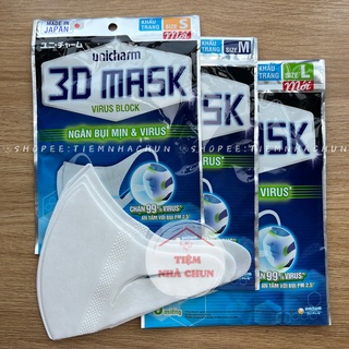 Khẩu trang unicharm 3d mask high block / virus block size s, m, l gói 5 miếng nhâp khẩu nhật bản - tiemnhachun