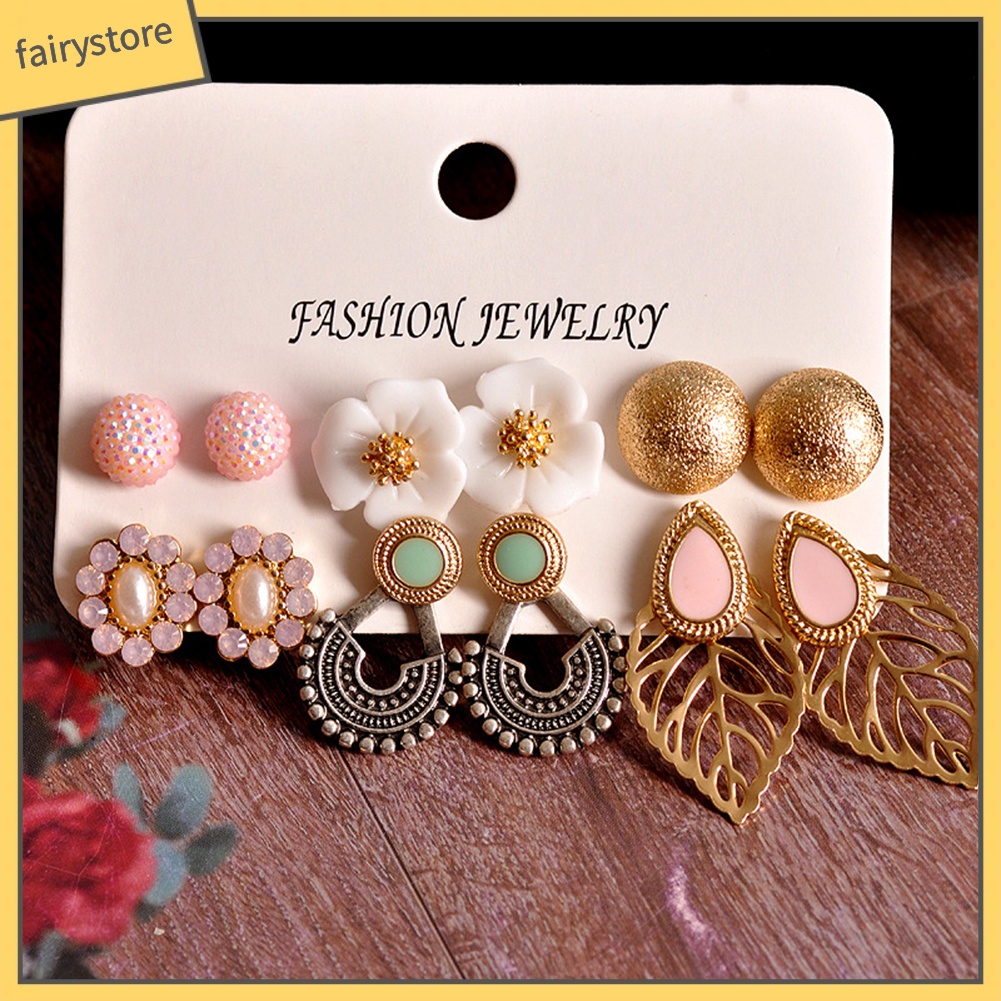 Set 6 Đôi Khuyên Tai Phong Cách Bohemian Cổ Điển Thanh Lịch Dành Cho Nữ