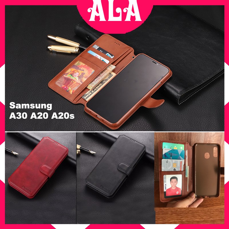 Bao da ốp Samsung A30 A20 A20s, gập nắp ốp mềm, có kèm ví kẹp tiền, thiết kế chất da mịn, mềm, bền đ