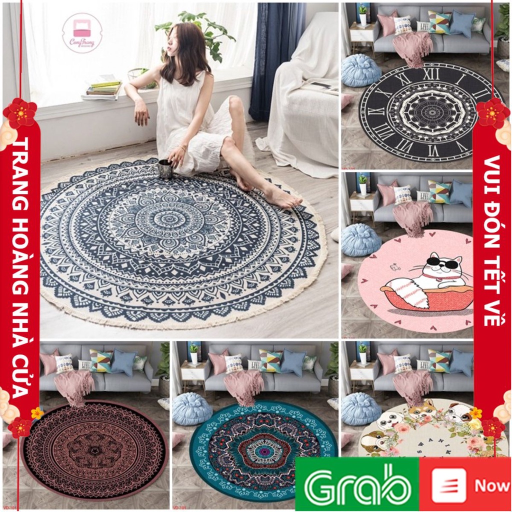 𝐓𝐡𝐚̉𝐦 Trải Sàn 𝐁𝐚𝐥𝐢 hình tròn Trải Sàn Trang Trí Cao Cấp  - Thảm Lì Bali  Hàng Đẹp ( Mặt Sau đế cao su Chống Trơn Trượt)