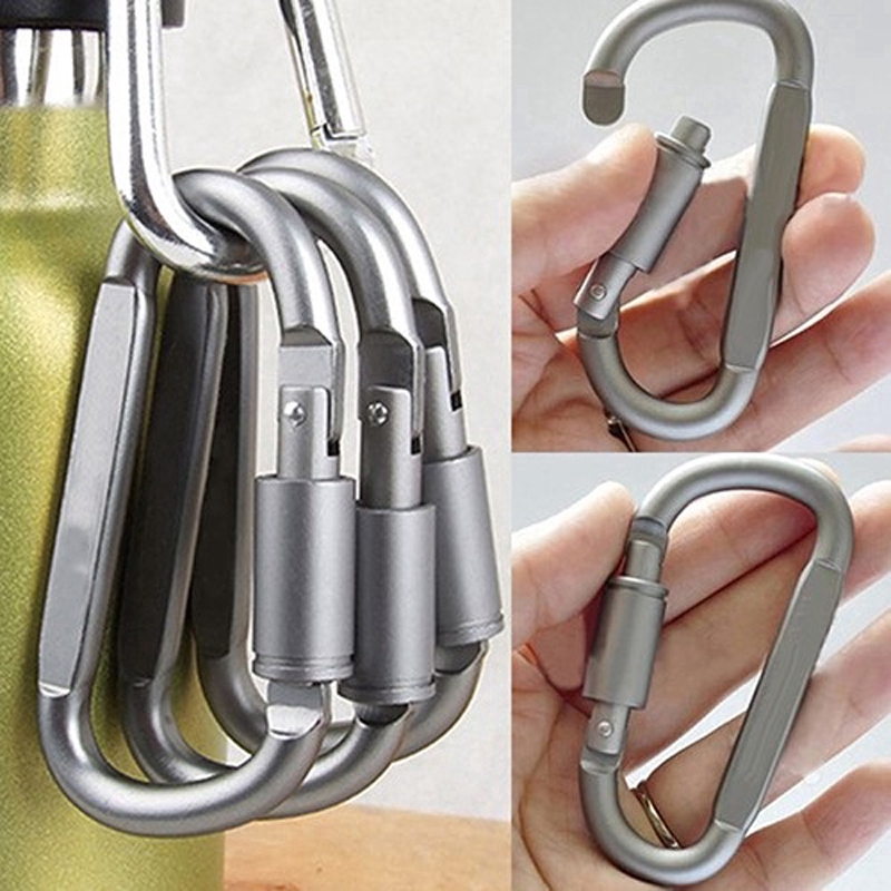 Bộ 4 Móc Khóa Chữ D Bằng Nhôm Dùng Cho Leo Núi / Cắm Trại