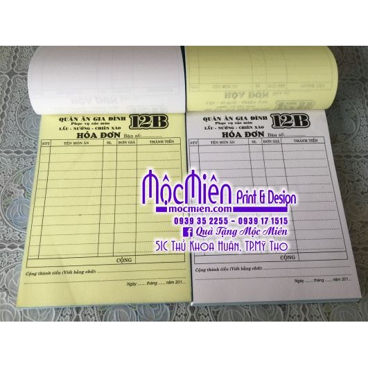 20 quyển hóa đơn 2 liên tự scan khổ 15x20