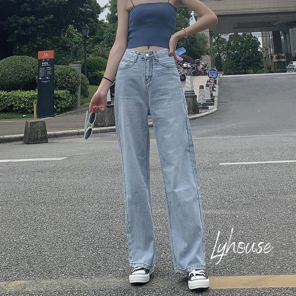 Quần Jeans Nữ Ống Suông Rộng Đen Rách Gối Nam Nữ Unisex phong cách ulazzang hàn quốc Siêu Chất QJR01