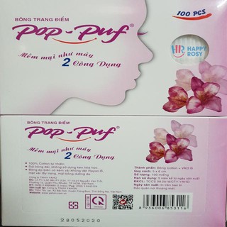 [Bông Tẩy Trang] Pop Puf hộp 100 Miếng mềm mại 2 công dụng