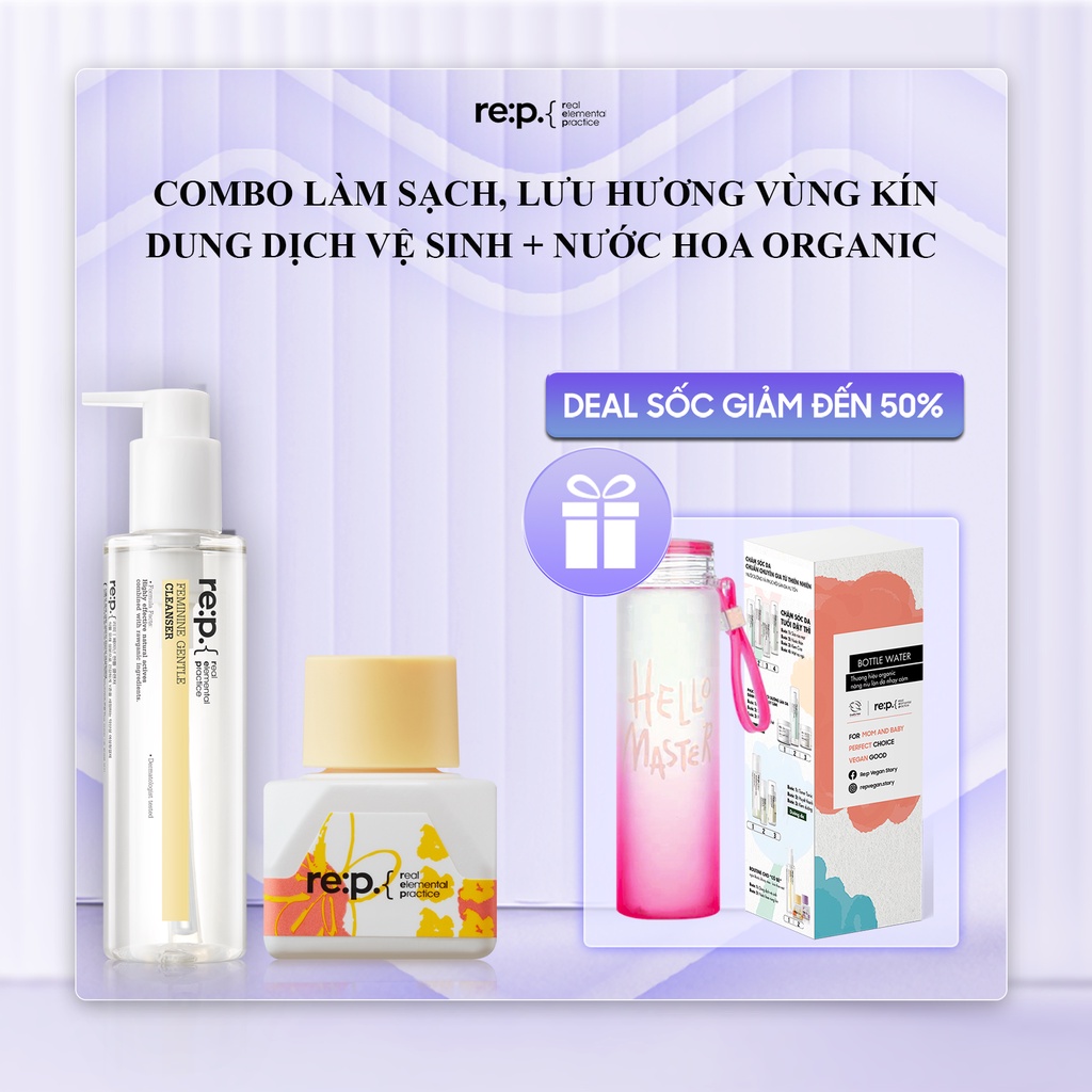 Bộ Sản Phẩm Cao Cấp Chăm Sóc Làm Sạch Và Lưu Hương Vùng Kín Re:p (01 x Dung Dịch Vệ Sinh +01 x Nước Hoa Vùng Kín Fine)