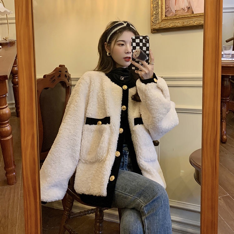 Áo Khoác Len Lông Cừu Dày Dặn Phong Cách Hàn Quốc Thời Trang Mùa Đông Mới Chất Lượng Cao Cho Nữ