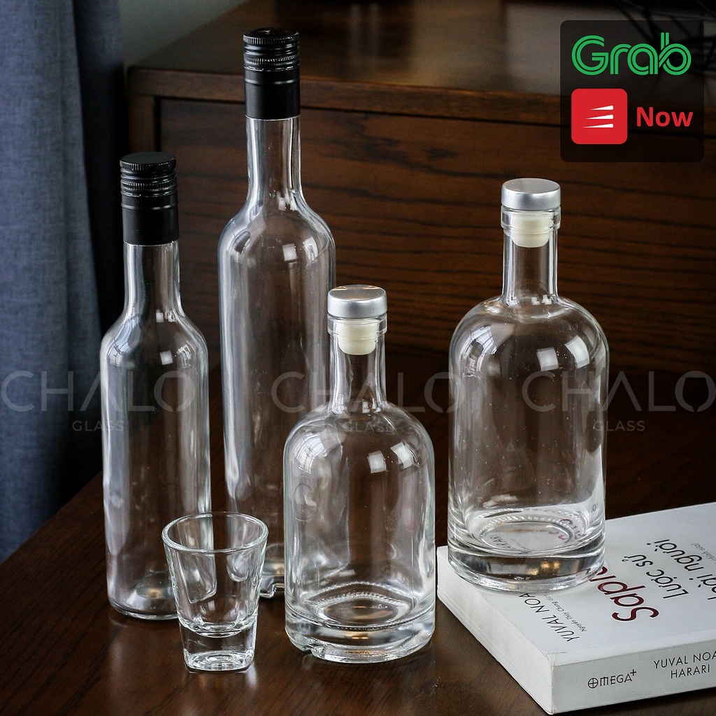 Chai thuỷ tinh đựng rượu cổ cao dáng tròn nắp nhôm Vodka Men 300ml - 500ml [Hàng loại #1]