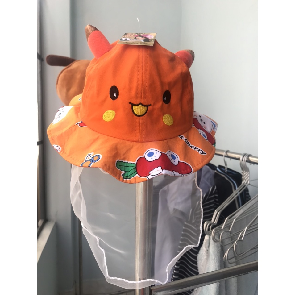 Nón bèo PKC có khăn voan che bụi cho bé dưới 18 tháng