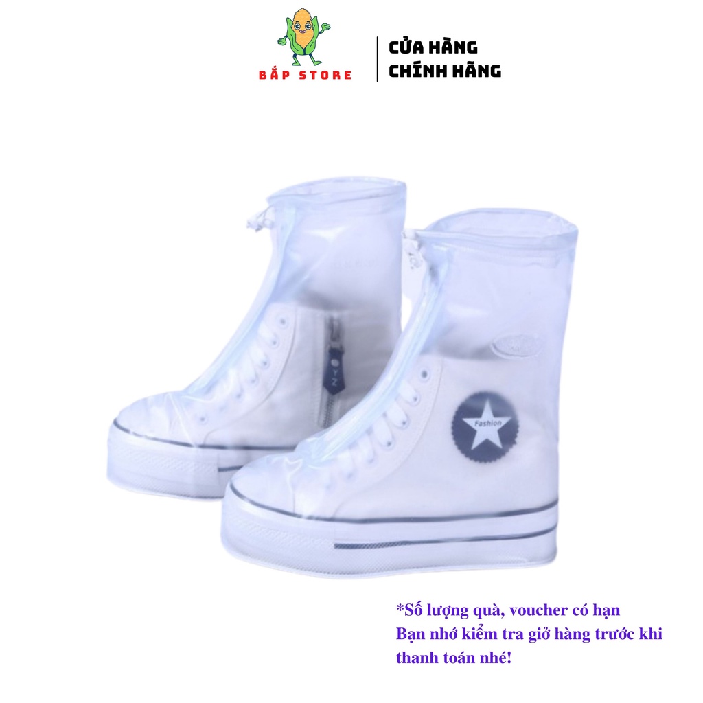 Túi bọc giày đi mưa trong suốt siêu bền, chống thấm nước, có khóa kéo tiện lợi - Bắp Store