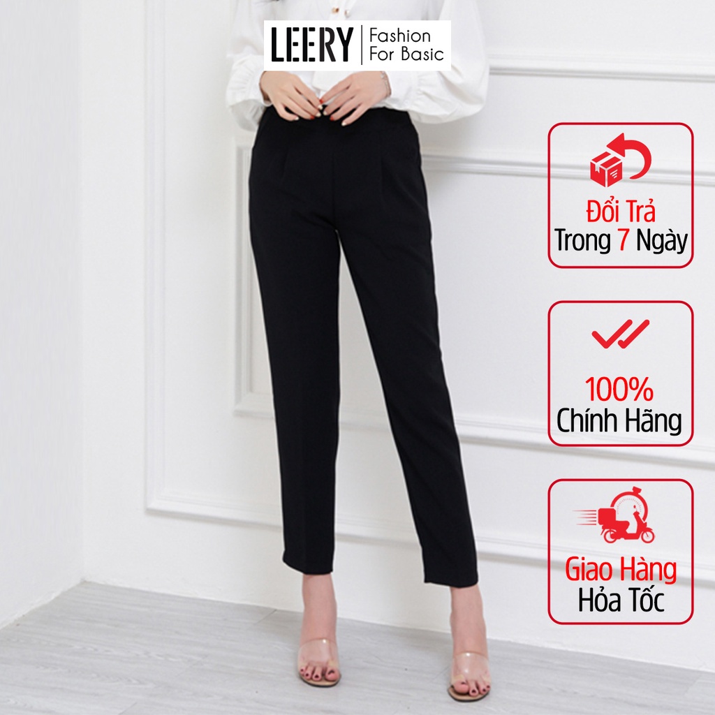 Quần baggy đen, thiết kế lưng chun VNXK QD16DEN - LEERY