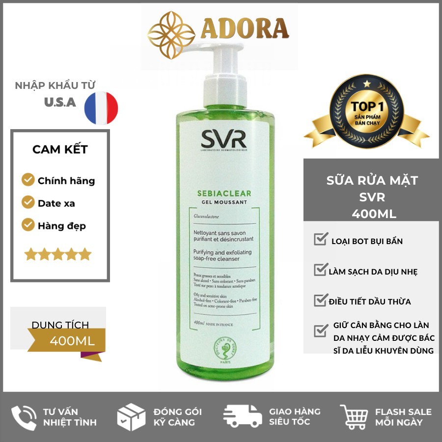 Sữa rửa mặt SVR Sebiaclear 400ml