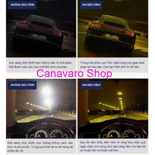 Kính mát đi đêm nam chống chói hàng hiệu cao cấp phân cực chống xước CANAVARO SHOP BMW070