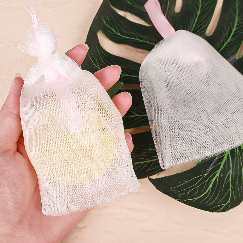 (Random Color) Facial Cleanser Exfoliating Bubble Net/ Double Layer Handmade Soap Foaming Mesh Bag/ Face Skin Lathering Cleansing Mesh