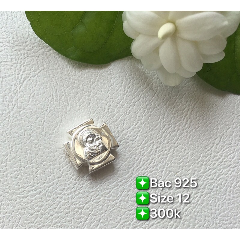 Mặt Thánh giá bạc S925 xỏ vòng tay Mân Côi chuỗi hạt Công giáo Catholic Rosary pendant charm