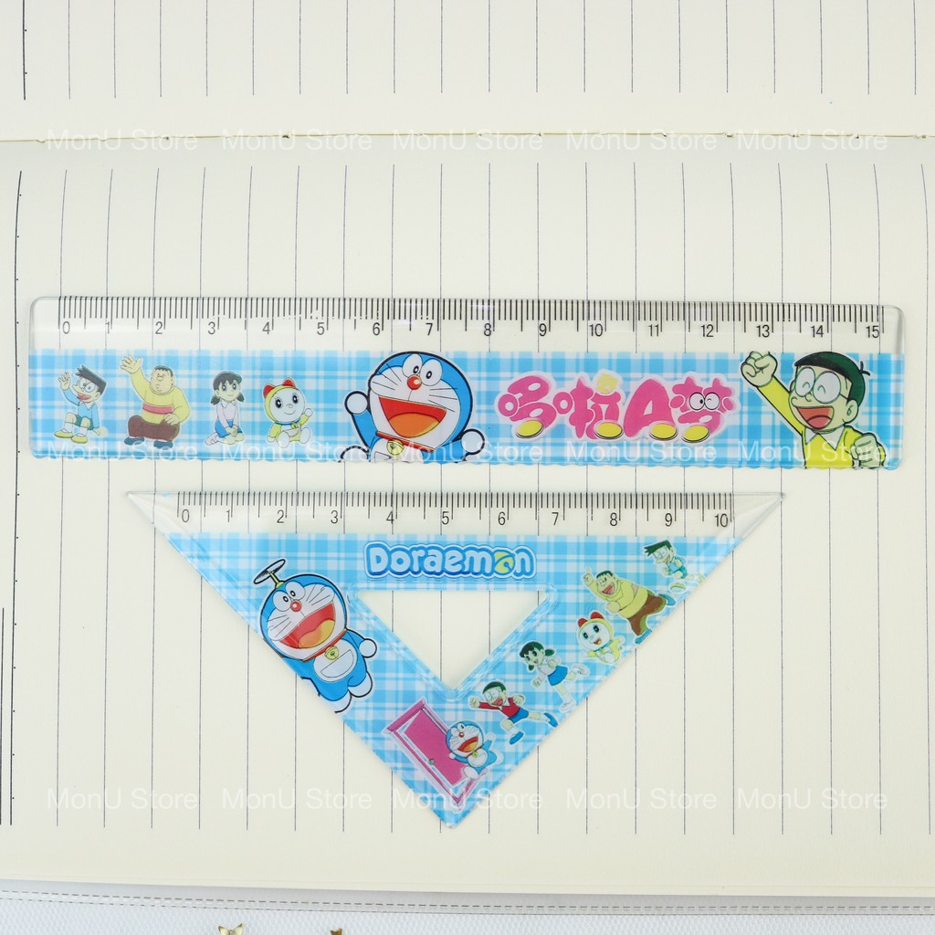Bộ thước kẻ 4 món hình DORAEMON DOREMON dễ thương cute MON0012