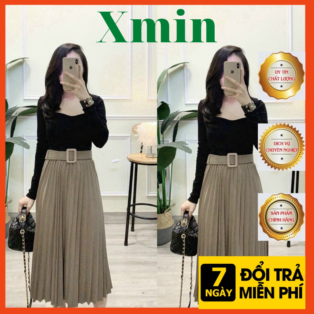 chân váy xếp ly kèm đai loại đẹp Yannan aosomiredep loại 1 giá tốt freeship50k | BigBuy360 - bigbuy360.vn