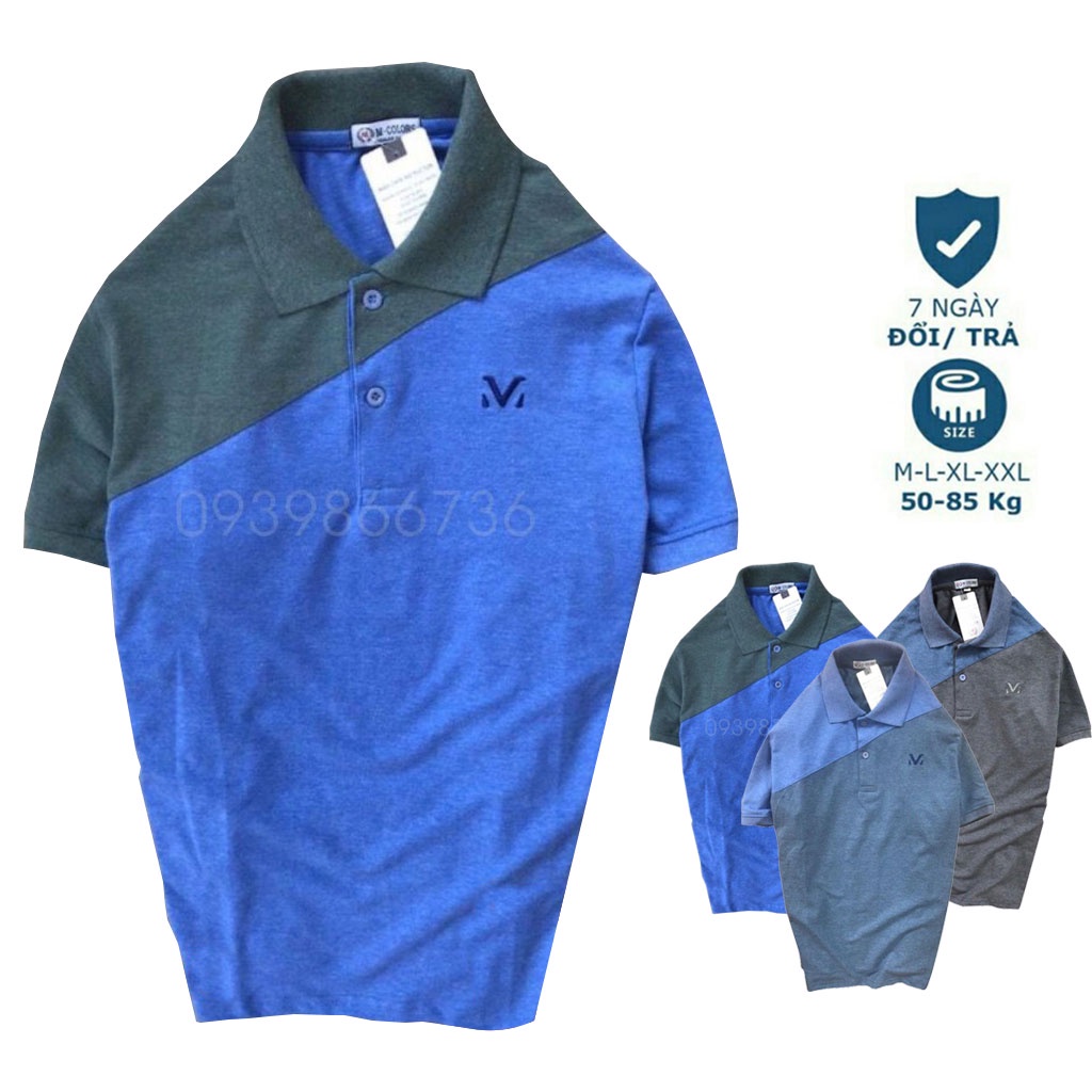 Áo polo nam cổ trụ, thun Phối vai cao cấp from chuẩn, thiết kế phong cách sang trọng,JULIDO51