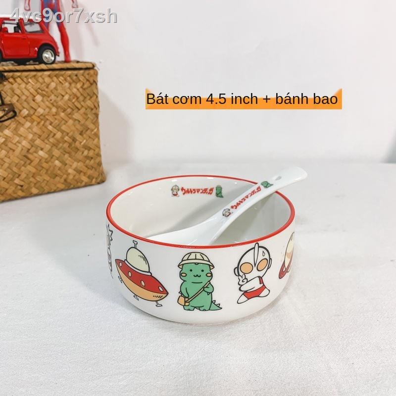 ✥Bộ bát đĩa và bát đĩa Ultraman hộ gia đình một người bát gốm sứ hoạt hình đĩa ăn tối cá nhân hóa bộ đồ ăn kết hợp dễ th