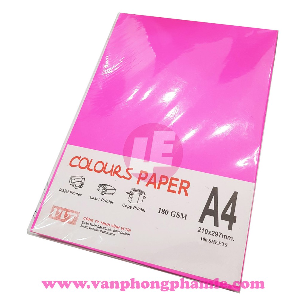 Bìa hồng dạ quang A4 180 gsm