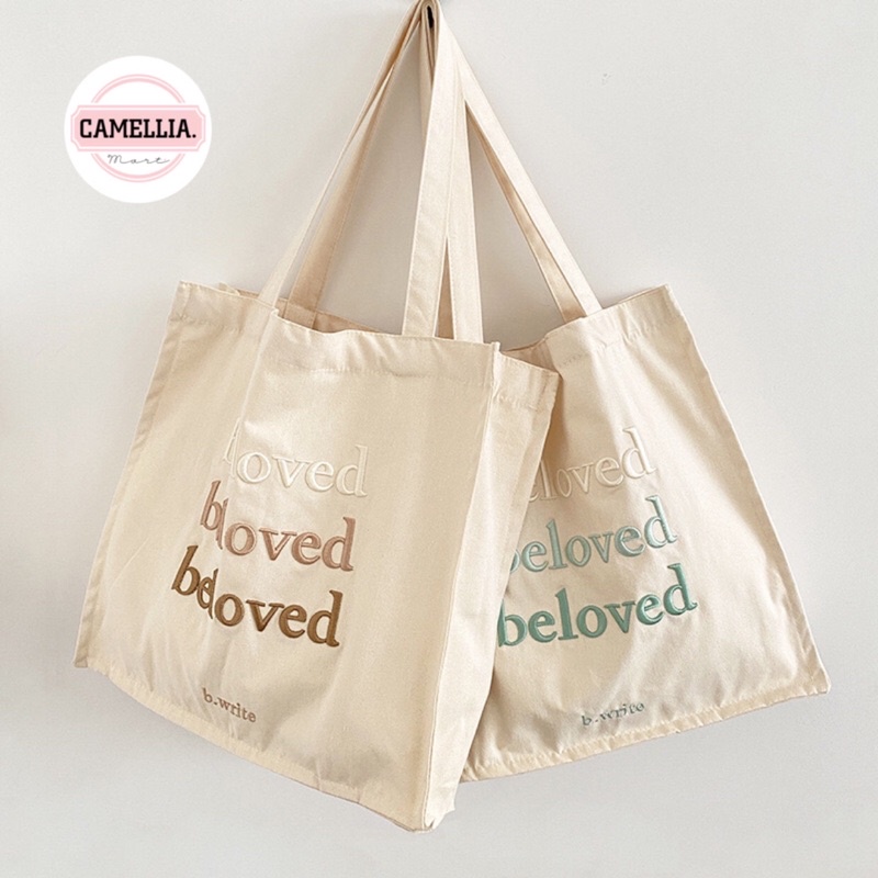 Túi Tote Vải Canvas Đeo Vai Chất Siêu Đẹp Thêu Chữ BELOVED Vintage Uzzlang Hàn Quốc