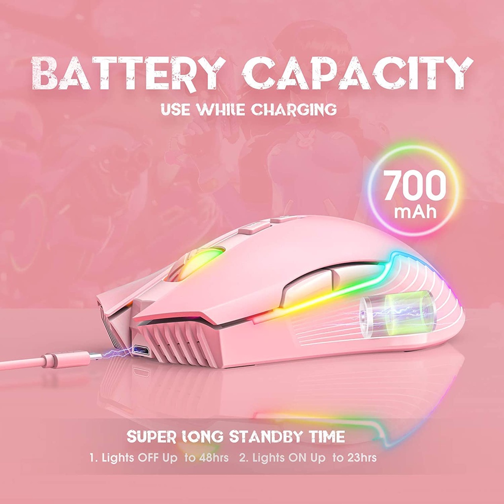 ONIKUMA CW905 Chuột chơi game không dây Bluetooth RGB kết nối không dây 2.4GHz Có thể chuyển đổi DPI 5 tốc độ