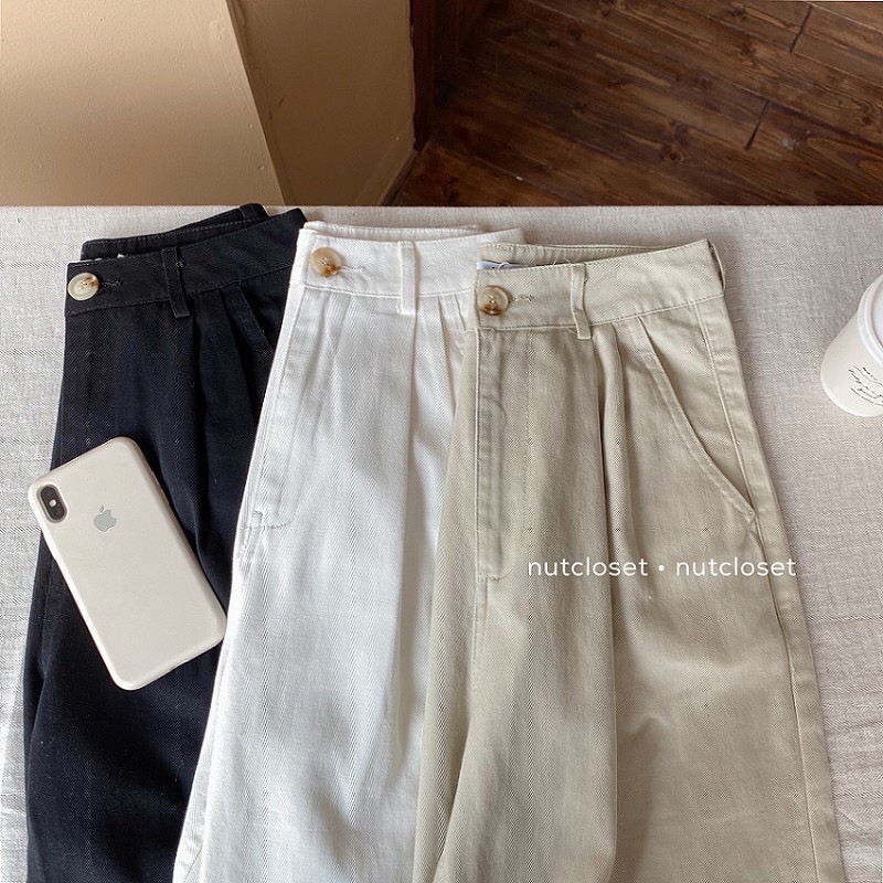 Quần Baggy nữ chất kaki phong cách Hàn Quốc