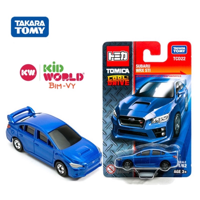 Xe mô hình Tomica Card Cool Drive Subaru WRX STI TCD22. Made in China. Tỷ lệ 1:62.