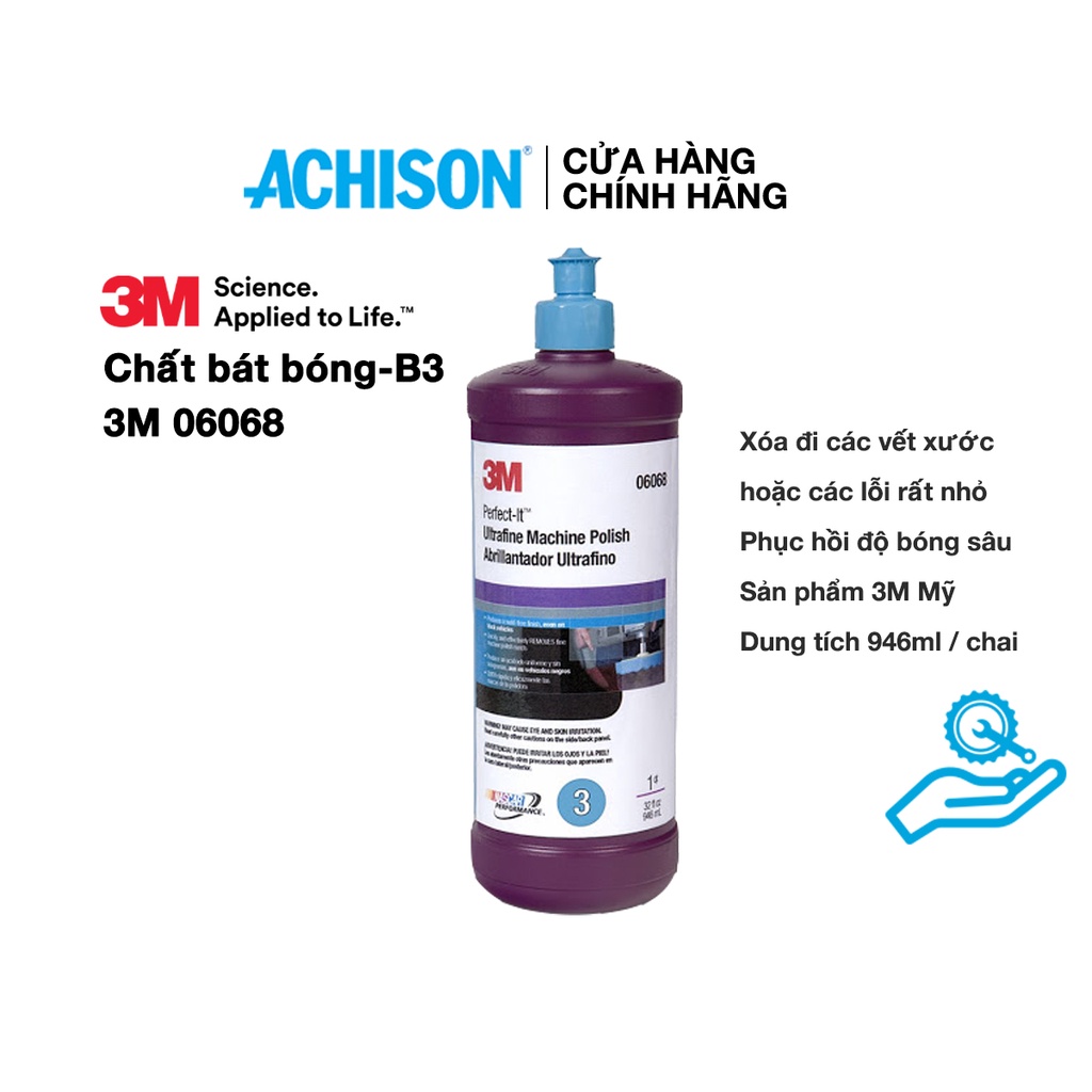 Hàng chính hãng 3M  dung dịch đánh bóng 3 bước 3M 36060 06094 06068 HỆ 3 BƯỚC