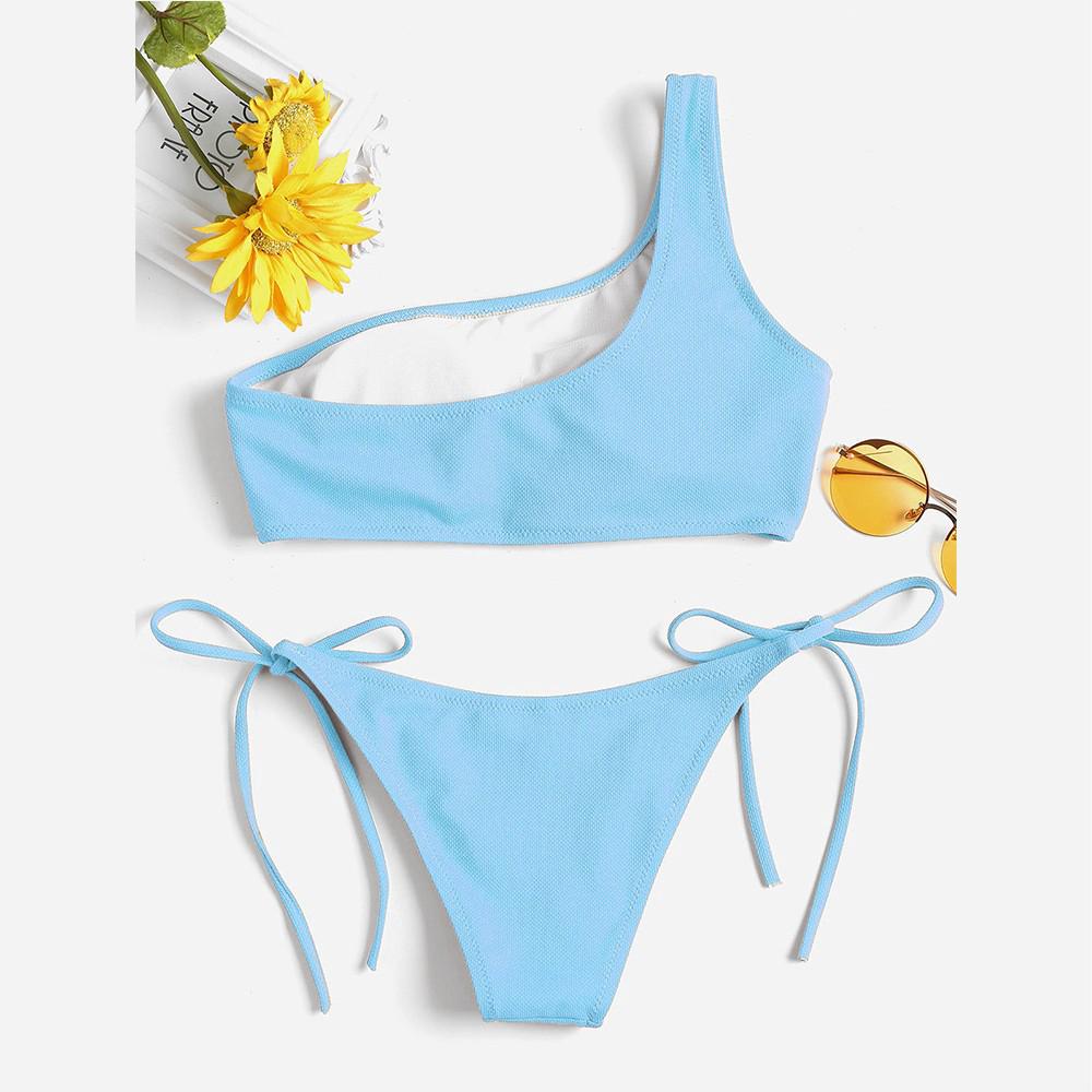 Bikini màu trơn phối dây cột quyến rũ