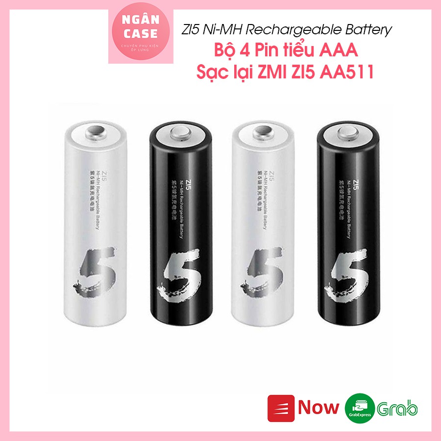 Bộ 4 Pin Tiểu AA Sạc lại ZMI ZI5 Ni-MH Rechargeable Battery AA511( SẠC NHIỀU LẦN)