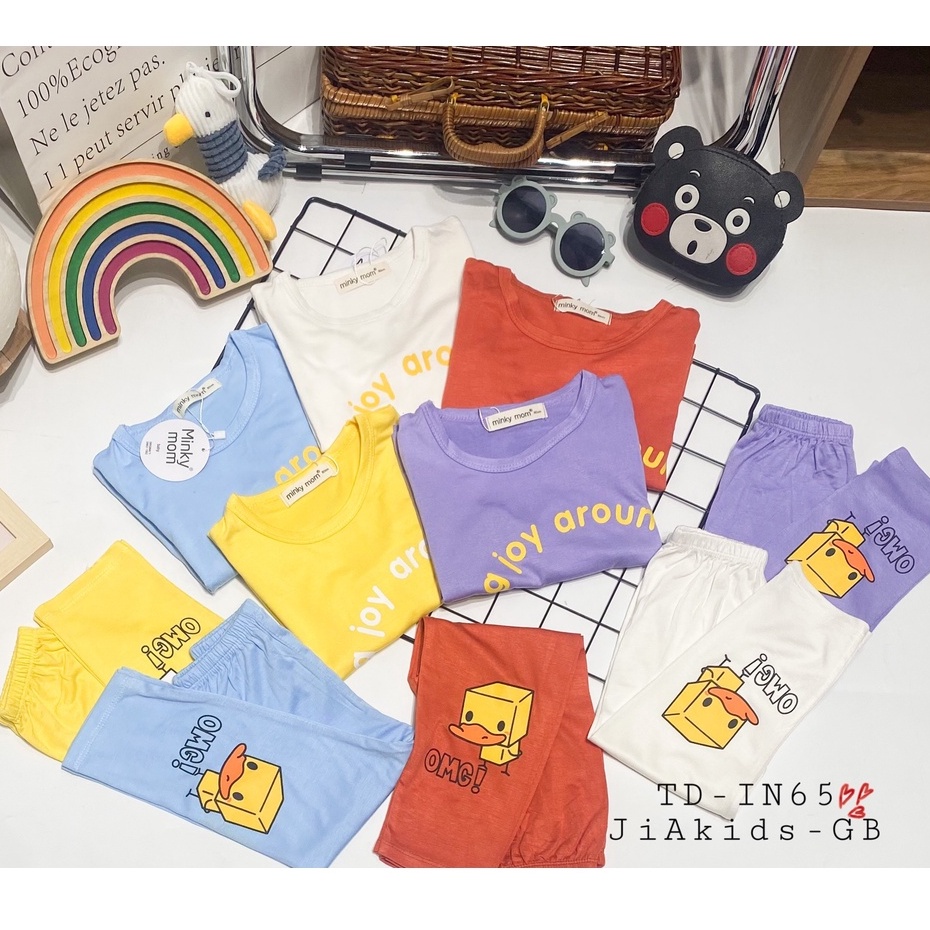 [Bé:8-27kg] Bộ Quần Áo Dài Tay Minky Mom Thun Lạnh Thoáng Mát Thiết Kế TrơnIn Hoạ Tiết Cho Trẻ 0-5 Tuổi- Mã TD-IN65