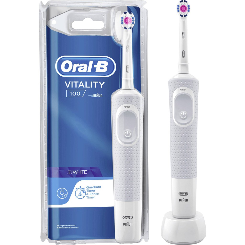 Bàn Chải Đánh Răng Điện Braun Oral-B Vitality 100 Cross Action, Sensi, 3D White - BH 12 tháng - 1 đổi 1 trong 7 ngày