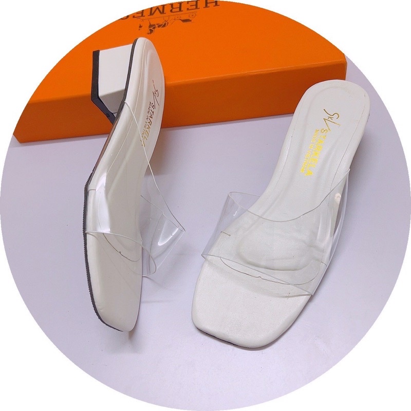 BÁN  SỈ-Dép cao gót quai trong váy lót cnk da li gót vuông 4cm