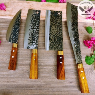 Combo Bộ 4 Món Dao Nhà Bếp Tặng " 2 Dao Gọt Hoa Quả " Chất Liệu Thép Nhíp Không Rỉ Cao Cấp Chuyên Chặt Thái Lọc