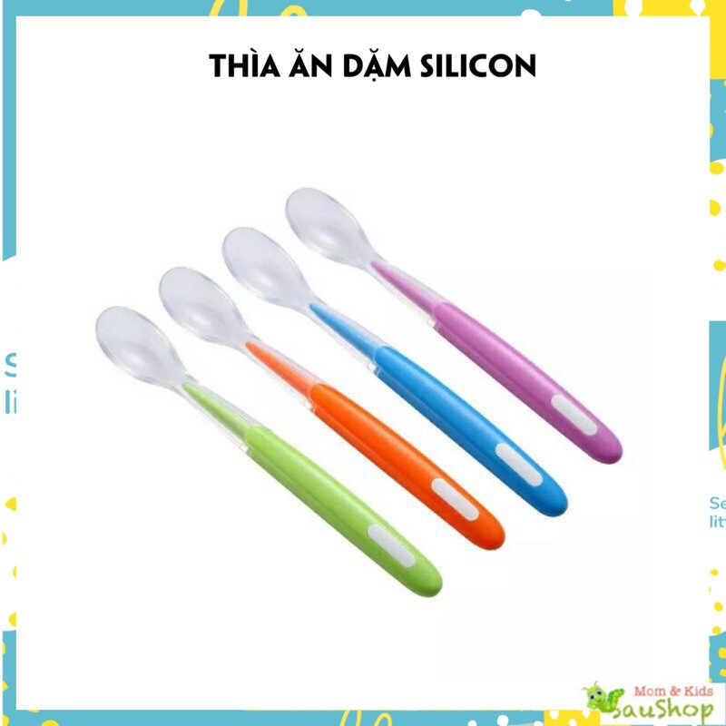 Muỗng Thìa Ăn Dặm Silicon Siêu Mềm cho bé tập ăn dặm