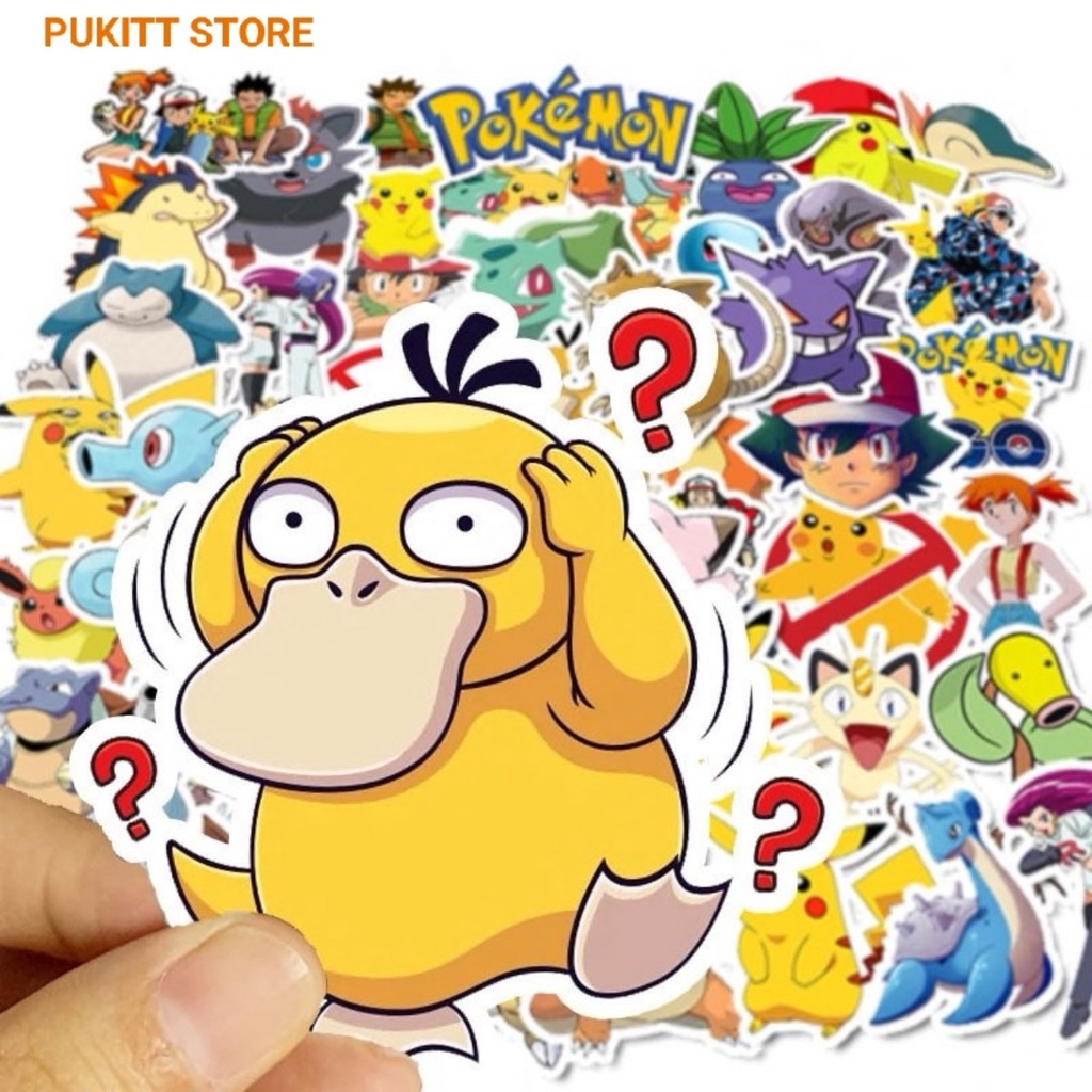 Sticker Pokemon - Miếng dán decal Pokemon chống nước hình dán Pikachu Koduck STK04