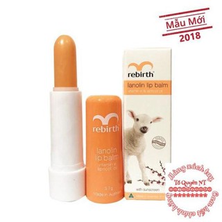 Son dưỡng môi chiết suất nhau thai cừu Rebirth Lanolin Lip Balm, Úc, mẫu mới 2018