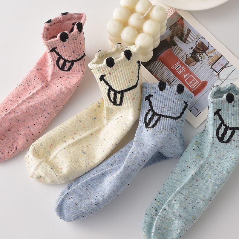 Oeteo Vớ cotton Thấm Hút Mồ Hôi Thoáng Khí In Họa Tiết Hoạt Hình Dễ Thương Cho Nữ